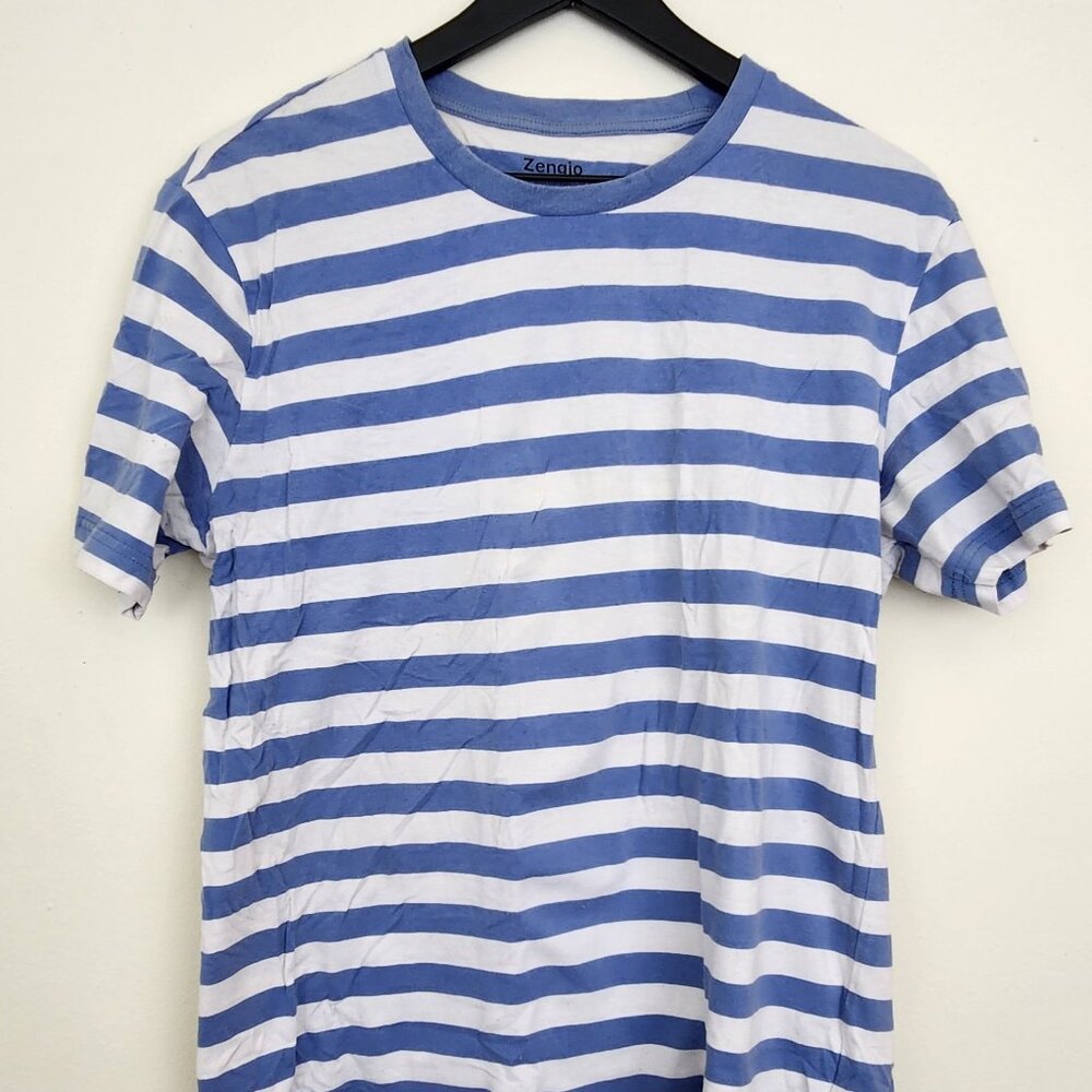Stretchy Striped Blue T Shirt